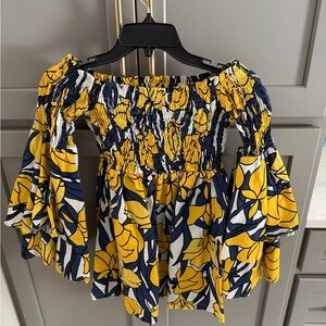 L’atiste by Amy Floral Off-Shoulder Top - Yellow and Blue